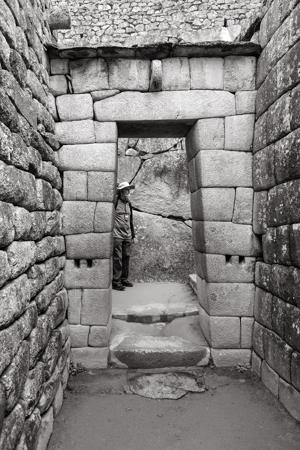 Dr. Peter Abramenko in Inca ddoorway, 15th century